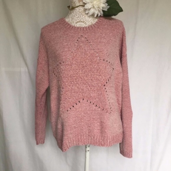 cliche Sweaters - Cliche // Rosé Pink Star Chenille Sweater M
